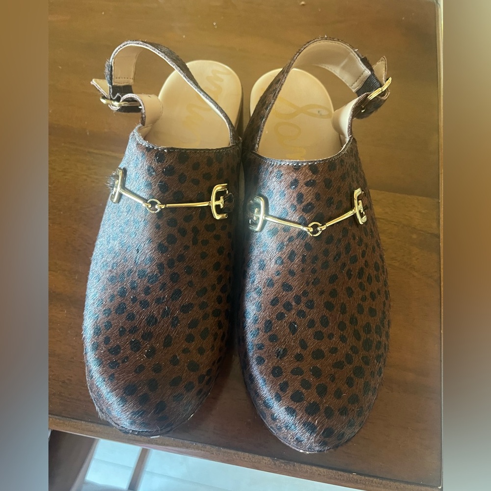 Brown and Black Mules with Gold Accent by Sam Edelman!